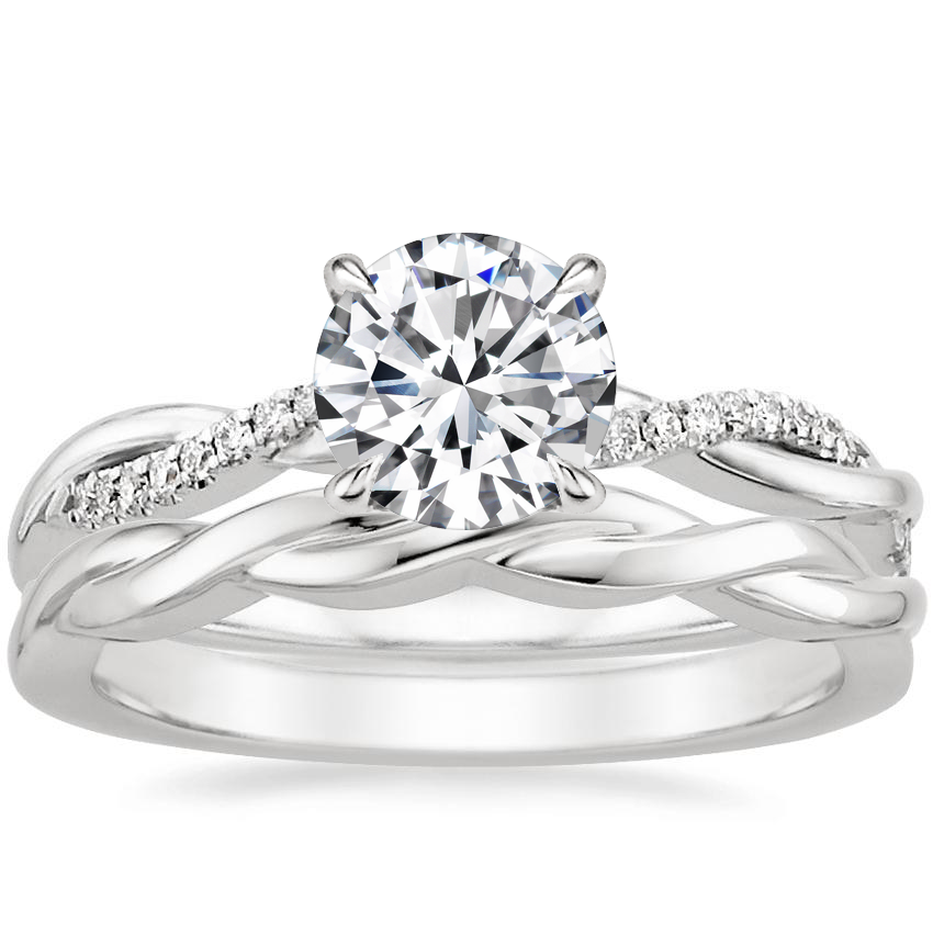 18K White Gold Petite Twisted Vine Diamond Ring 1 8 ct. tw. with